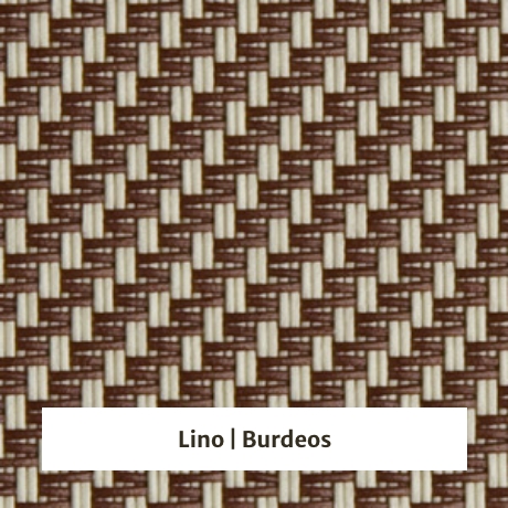 Estor screen enrollable de exterior Outdoor 5% apertura - muestra color lino/burdeos